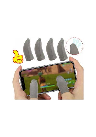 N1 Gümüş Fiber Ultra Hassas Kaydırmaz Nefes Alan E-spor Pubg Oyun Parmak Eldiveni + Taşıma Kutusu