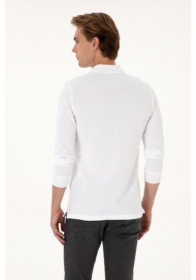 U.S. Polo Assn. Erkek Regular Fit Polo Yaka Beyaz Basic Sweatshirt 50307757-VR013