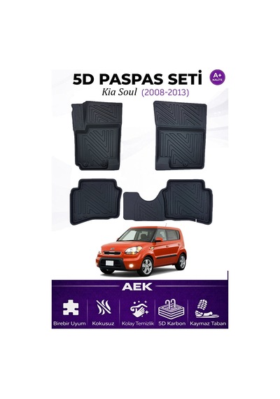 Kia Soul 2008-2012 Araca Özel Havuzlu "karbon" Paspas Takımı