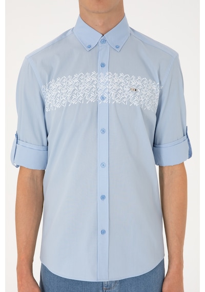 U.s. Polo Assn. Erkek Açık Mavi Gömlek Desenli 50306362-vr003 Acık Mavı