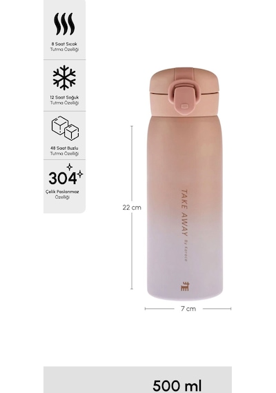 Karaca Skyfall Çelik Sızdırmaz Termos Pembe 500 ml