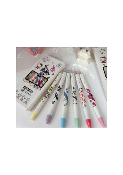 6'lı Set Kawaii Sanrio Jel Kalem 0.5 Beyaz