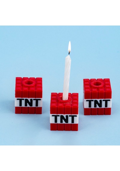 Minecraft Tnt Mumluk 3 Lü Blok Mumluk Seti Doğum Günü Pastası Süsü Parti Aksesuar