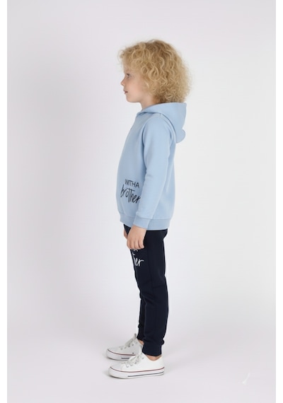 Mnk Baby & Kids Baskılı Erkek Kapüşonlu Çocuk Eşofman Mnk0627 Mavi