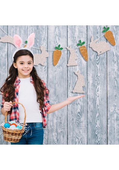 Paskalya Bunny Garland Banner Klasik Desenli Sevimli Havuç Elemanları Tasarım Bebek Duş Tatili İçin Uygun