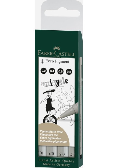Faber-castell Pigment Çizim Kalemi Seti, 4 Lü Siyah, 0.2 / 0.4 / Çok Renkli