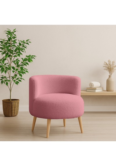 Azra Mobilya Somon Sydney Teddy Welsoft Kumaş Modern Berjer Demonte Ahşap Ayaklı, Konforlu Oturma Alanı Somon