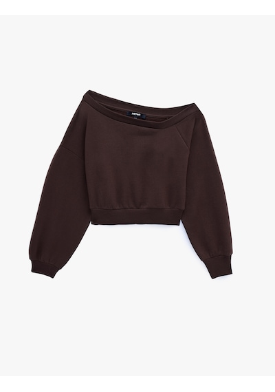 Koton Uzun Kollu Üç İplik Asimetrik Kayık Yaka Omzu Açık Sweatshirt Kahverengi 7wak10123ek Kahve Koton Uzun Kollu Üç İplik Asimetrik Kayık Yaka Omzu Açık Sweatshirt Kahverengi 7wak10123ek Kahve