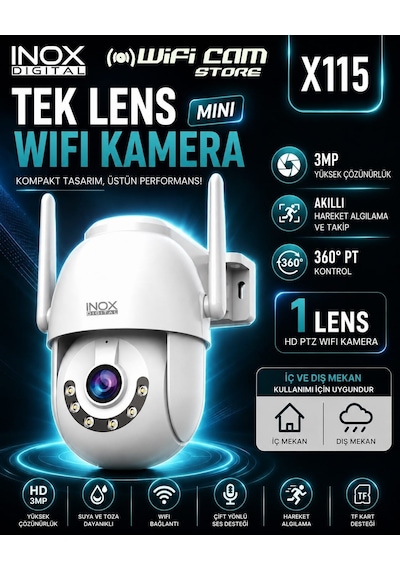 3MP Mini Wifi Güvenlik Kamerası İç Ve Dış Ortam