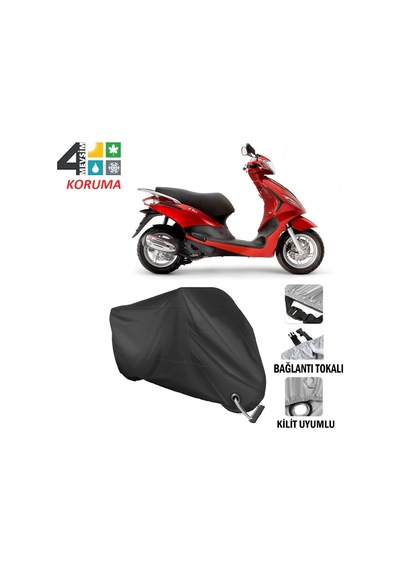 Piaggio Fly 100 Motosiklet Brandası ( Kilit Uyumlu - Siyah