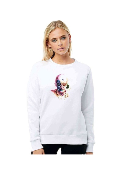 Ttan Lee Marvel Color Baskılı Beyaz Kadın Sweatshirt