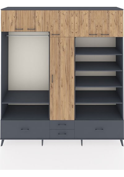 Hyperion Dolap 18 Raflı 4 Çekmeceli Tek Askılı 220x44x243 Antrasit-çam/antrasit Atlas Çam/antrasıt Hyperion Dolap 18 Raflı 4 Çekmeceli Tek Askılı 220x44x243 Antrasit-çam/antrasit Atlas Çam/antrasıt