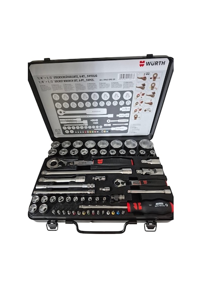 Yüksek Kalite Würth Zebra 1/4+1/2 İnç Lokma Anahtarı Seti 59parça