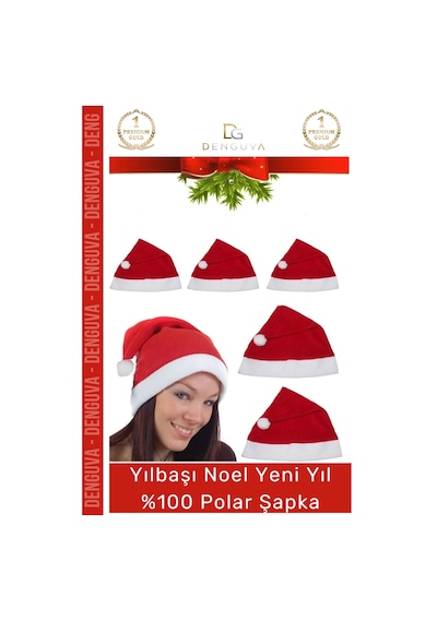 Yıkanabilir Ucu Ponponlu Çocuk Yetişkin Yılbaşı Noel Baba %100 Polar Şapka 1 Adet