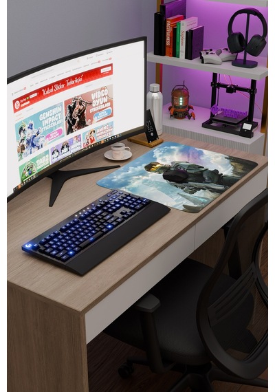 Halo Kaymaz Dikişli Kauçuk Oyuncu Mousepad V1 - 48x40 Xl Gaming Mouse Pad Fare Altlığı