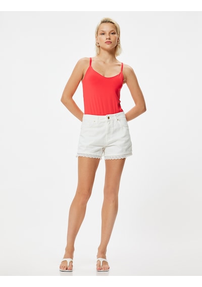 Koton Basic İnce Askılı Atlet Slim Fit Kırmızı 4sak10042pk