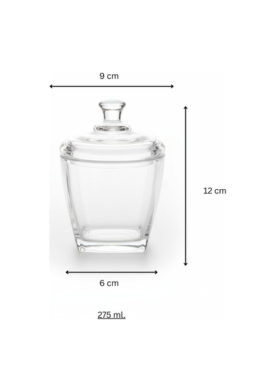 Sina 2 Li Kapaklı Cam Şekerlik Seti 2 X 275 Ml. Şeffaf