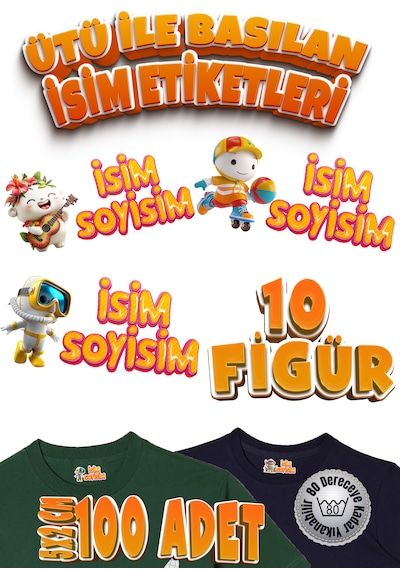 Kıyafet Etiketi - Okul Kıyafet Kumaş Etiketi Kreş Anaokulu İlkokul Kıyafet Kumaş Etiketi Set05 Karışık