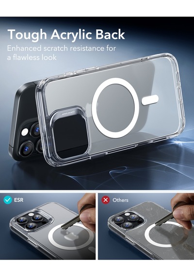 Esr Apple Uyumlu iPhone 16 Pro Halolock Magsafe Classic Hybrid Silikon Kılıf Buzlu Şeffaf + Ekran Koruyucu Set Buzlu Şeffaf