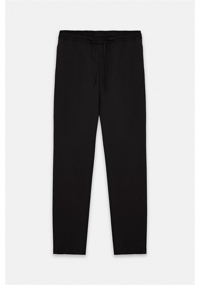 Süvari Siyah Slim Düz Twill Lastikli Jogger Pantolon Spn2020500028-s09