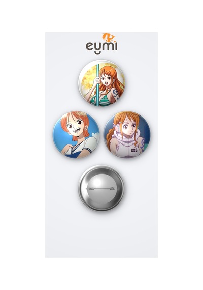 One Piece Nami 3'lü Metal Rozet Seti 58mm İğneli Buton Çanta Yaka Rozeti Çok Renkli
