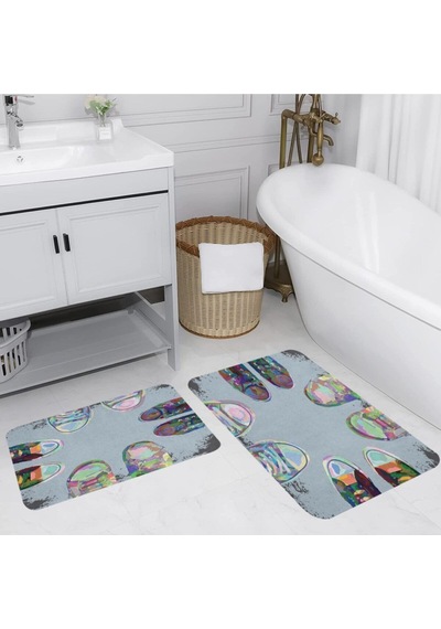 Eliana Home Dijital Baskılı 2'li Banyo Paspas Takımı Lna5127 Mavi