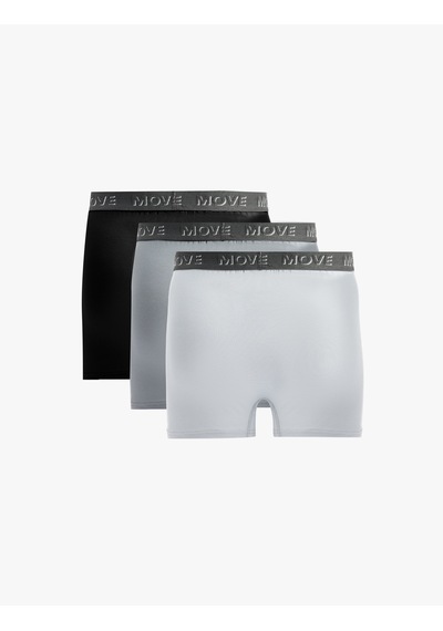Koton Regular Fit Baskılı Bel Detaylı Pamuklu 3'lü Boxer Seti Siyah 6slm90038mk