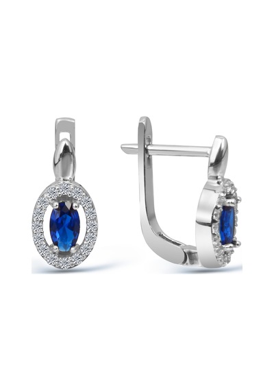 Kuyumcudukkani"oval Zümrüt Renk Taşlı"küpe Ve Kolye Seti- 24127-w-blu Beyaz