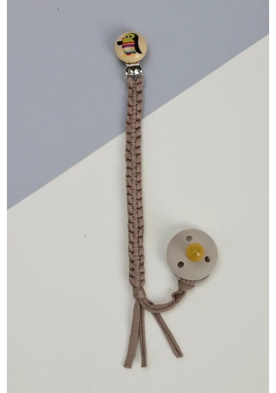 E&f Store El Örmesi Doğal Ahşap Emzik Askısı - Penguen - Kahverengi