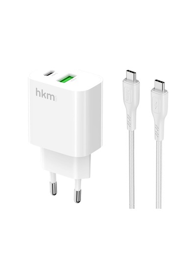 Bolt Duo 20w Usb-a Ve Type-c Çift Portlu Hızlı Şarj Aleti, Type-c Kablo Ve Adaptör Seti, Beyaz Çok Renkli