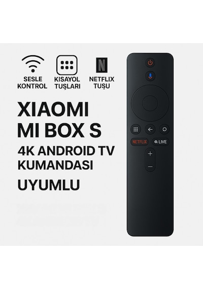 Polham Xiaomi Mi Box S 4k Android Tv Uyumlu Bluetooth Kumanda, Netflix Tuşlu Mi Box S 4k Kumanda