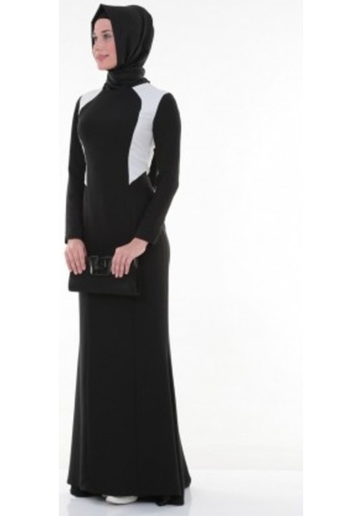 Nidya Moda Büyük Beden Elbise-4048Ks Siyah