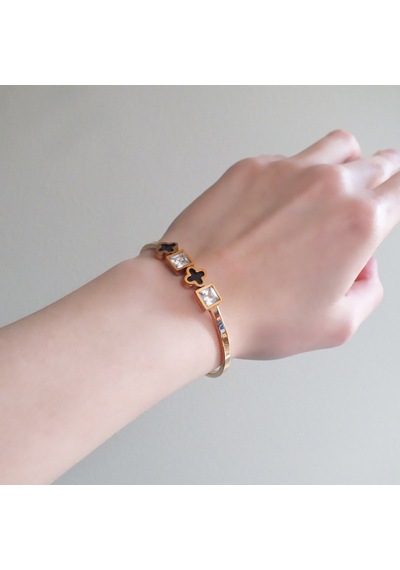 Bz 316l Çelik Rose Baget Taşlı Spor Kelepçe Blz-470 Rose Gold