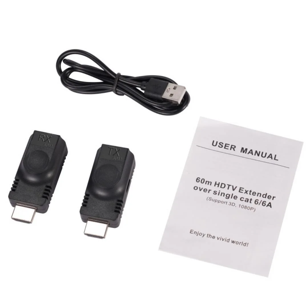 Hdmi Extender 60 Metre Cat5e Cat6 Ethernet Kablo Uzatma Uzatıcı Aparatı Adaptör