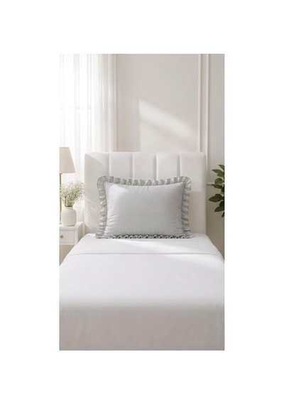 Fırfırlı Pamuklu Kumaş Yastık Kılıfı 50 X 70 Gri - 719396431 Gri