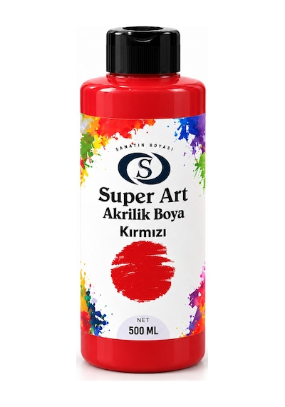 Super Art Akrilik Boya Kırmızı 500 Ml 1 Şişe