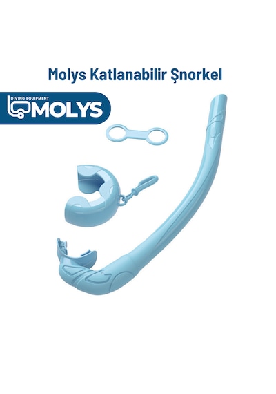 Molys Katlanabilir Şnorkel Hafif, Taşınabilir Ve Konforlu Kullanım Yer Kaplamaz Açık Mavi