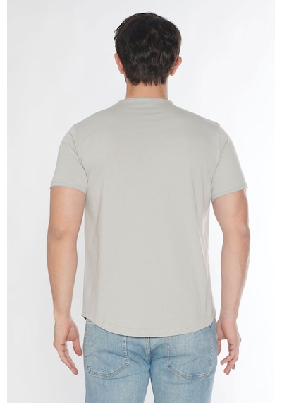 Black Horn Erkek Geniş Yaka %100 Pamuk Salaş T-shirt Açik Gri
