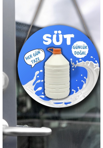 Günlük Süt Dükkanı İçin Duvar, Kapı, Çift Taraflı Askılı Pano Karşılama Tabelası, Süt Mandıra Süsü