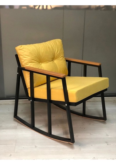 Sallanan Sandalye Tv Koltuğu Kafe-balkon-mutfak-berjer-ofis-salon Sallanır Tekli Koltuk Sarı