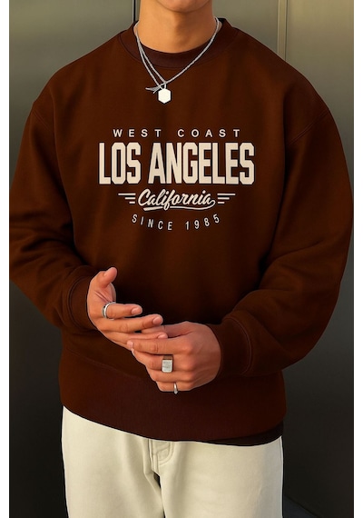 Benroma 3 İplik Penye Los Angeles Baskılı Unisex Sweatshırt Çok Renkli
