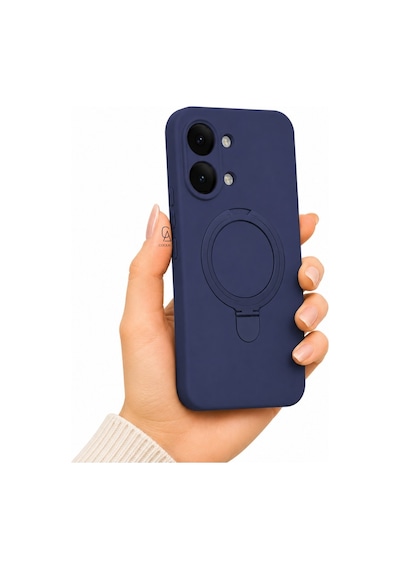 Xiaomi Poco X8 Pro Max Uyumlu Kılıf M-safe Özellikli Yüzük Standlı Telefon Kılıfı Kapak Lacivert