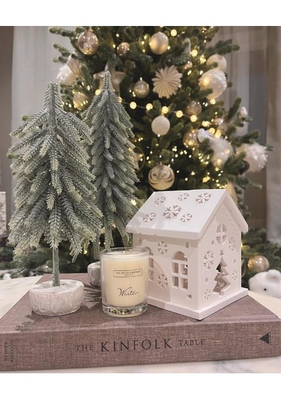 Işıltılı Dekoratif Tealight Veya Led Tutucu Ev Modeli