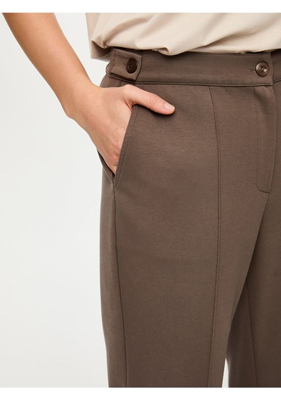 Faik Sönmez Önü Dikiş Detaylı Wide Leg Fit Örme Pantolon S26pnt017 Us26pnt01731 Vizon