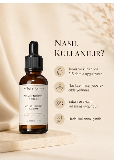 Minia Bahçe Squalene ve Bitkisel Yağlarla Günlük Yüz Bakımı Cilt Nemlendirici Serum 30 ML