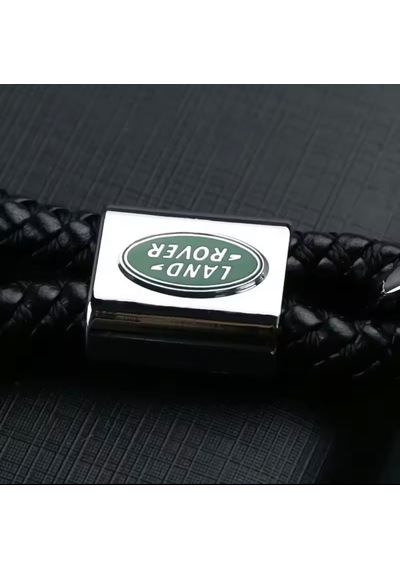 Land Rover İle Uyumlu Siyah Deri Örgülü Anahtarlık Discovery