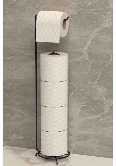 Yedekli Tuvalet Kağıtlığı Banyo Düzenleyici Siyah Metal Wc Kağıtlık Standı Tutacağı Ve Askısı