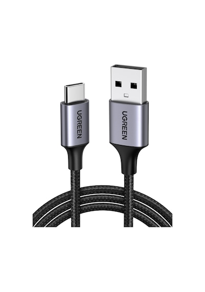 Ugreen Usb-c - Usb-a 3a Qc Örgülü Hızlı Şarj Kablosu, 1 M, Siyah, 60126