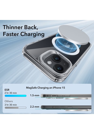 Esr Apple Uyumlu iPhone 15 Halolock Mag Safe Classic Hybrid Silikon Kılıf Şeffaf Şeffaf