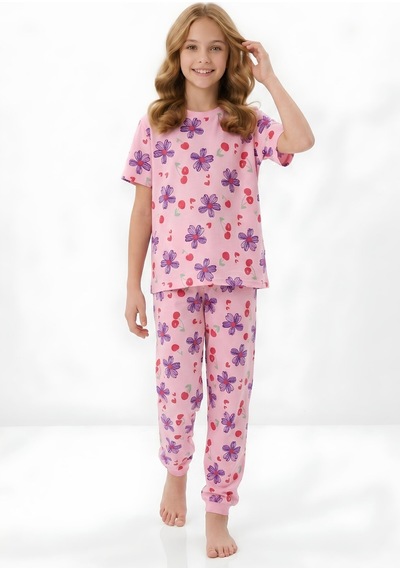 Modanino Kız Çocuk %100 Pamuk Pijama Takımı 8-13 Yaş 12698ıs Pembe